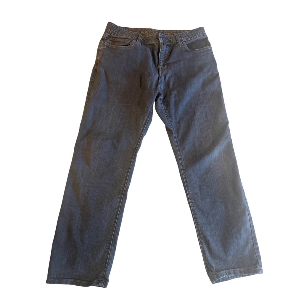 Prana Mens Slim Fit Gray Denim Jeans 34x30 Straight Leg Outdoor Casual Pants